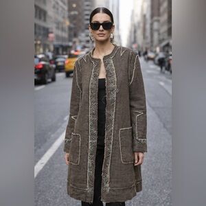 BCBG MAXAZRIA Runway Limited Edition FA/WIN 2007 Brown Wool Feather Vintage